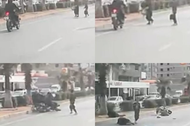Motosiklet yayaya çarptı, o anlar araç kamerasına yansıdı: 2 yaralı
