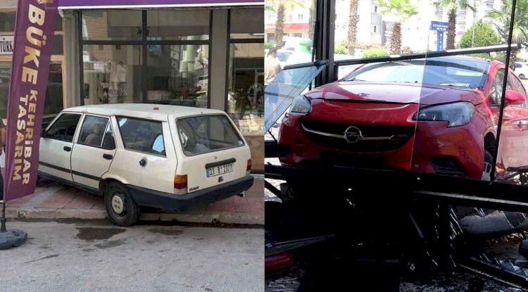 Mersin'de araçlar iş yerlerine daldı