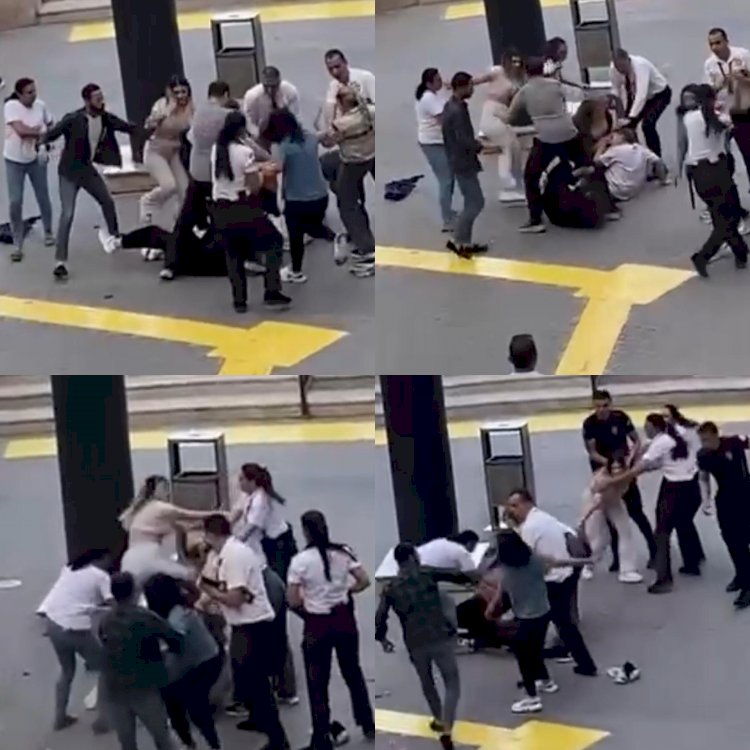 AVM önünde kadınlar tekme tokat kavga etti: O anlar kamerada